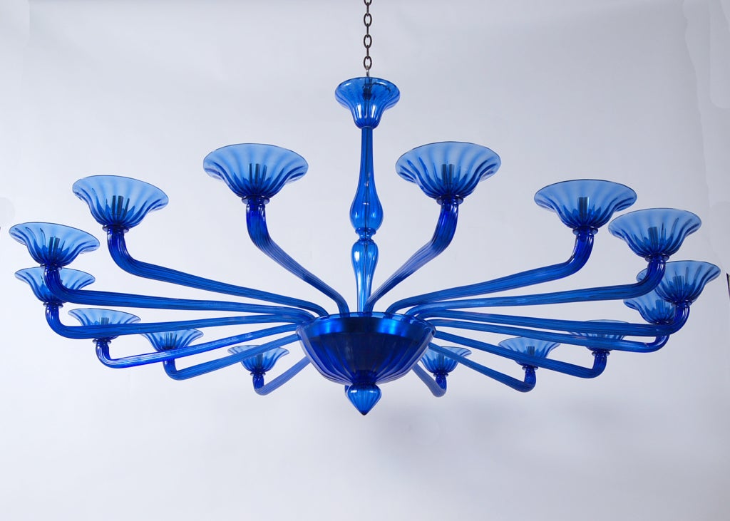 Rare Blue Seguso Murano Chandelier With 16 Arms For Sale 3