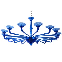 Rare Blue Seguso Murano Chandelier With 16 Arms