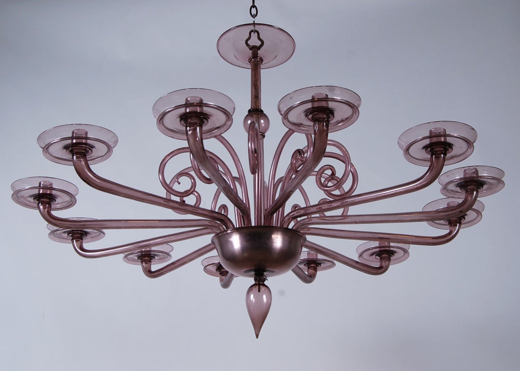 Rare Amethyst Handblown Murano Twelve Branches Chandelier