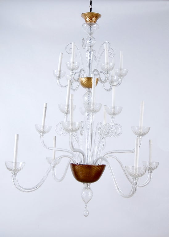 Vintage Murano Handblown Glass Chandelier with 14 Branches