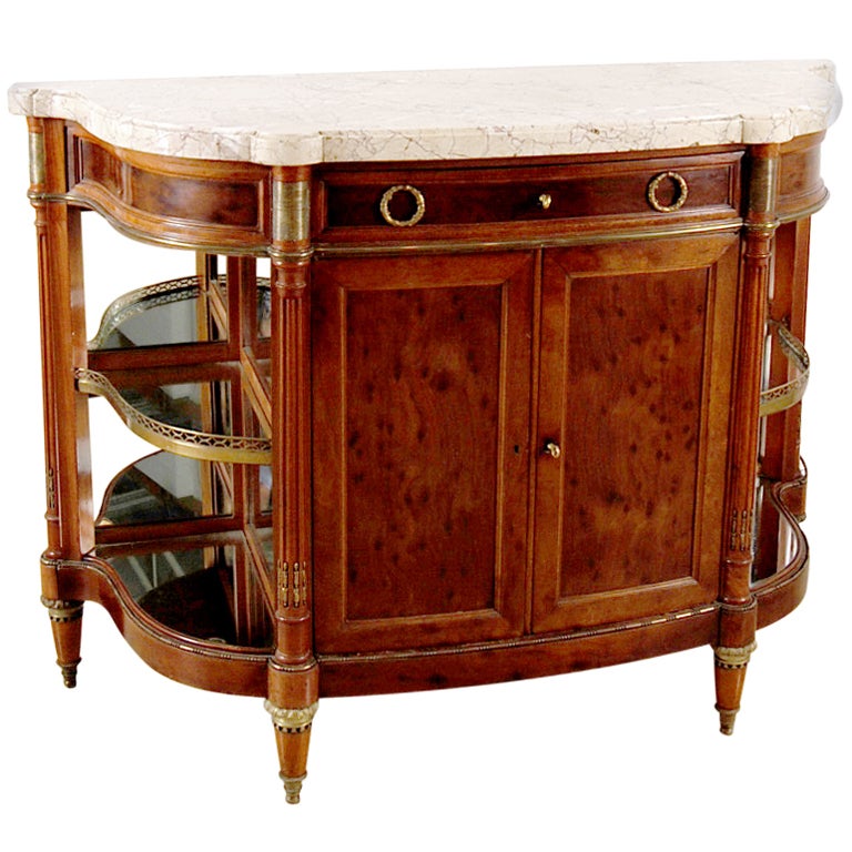 French Antique Mahogany Marbletop Dessert Buffet