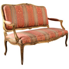 French Antique Louis XV style Giltwood Settee and Armchairs
