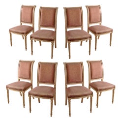 Set of 8 French Antique Directoire style Lacquered Dining Chairs
