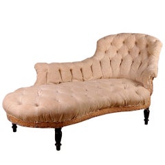 French Antique Napoleon III Period Meridienne Chaise Longue