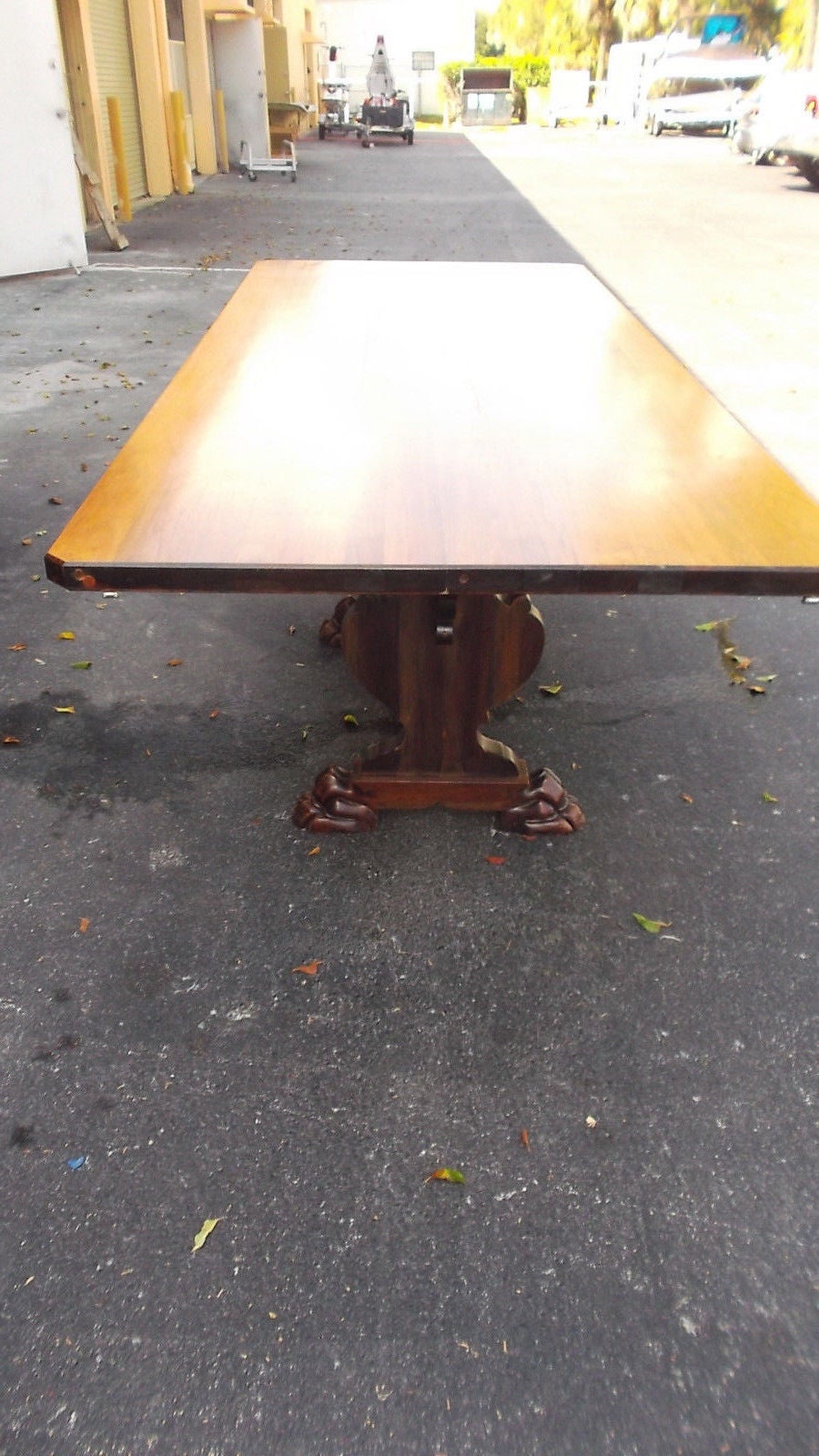 Superb Large Antique Style Walnut Refractory Dining or Kitchen Table In Good Condition In West Palm Beach, FL