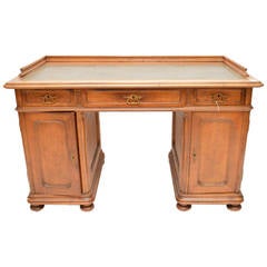 French Ladies Double-Pedestal Writing Desk with Leather Top