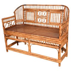 Vintage Bamboo Settee with Cane Seat