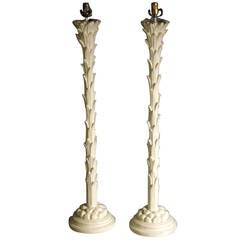 Pair of plaster palm tree lamps by Chapman. 1960s.