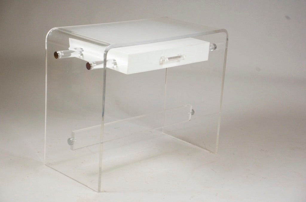 Lucite desk with chrome fittings