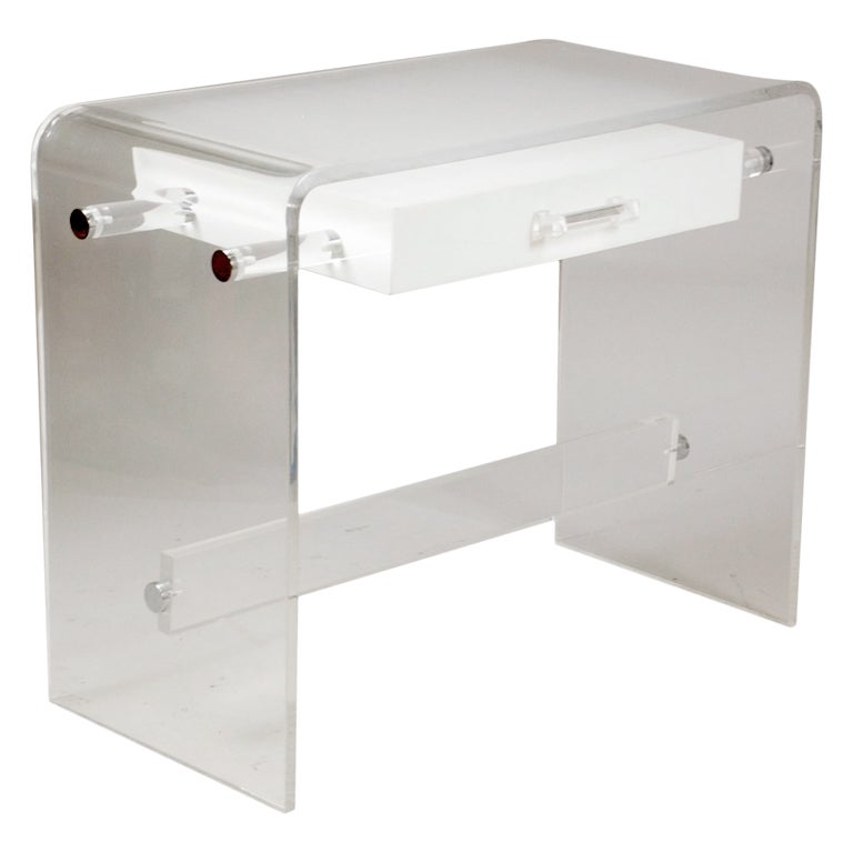 Clear Frosted And White Lucite Desk At 1stdibs