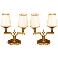 Genet et Michon Pair of Gilt Bronze Lamps, 1940 4