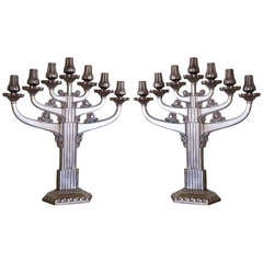 Viennese Candlesticks in Silvered Bronze 1910