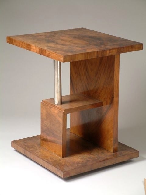 French modernist side table in French walnut.