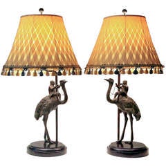 Vintage Pair of Metal Animal Themed Lamps