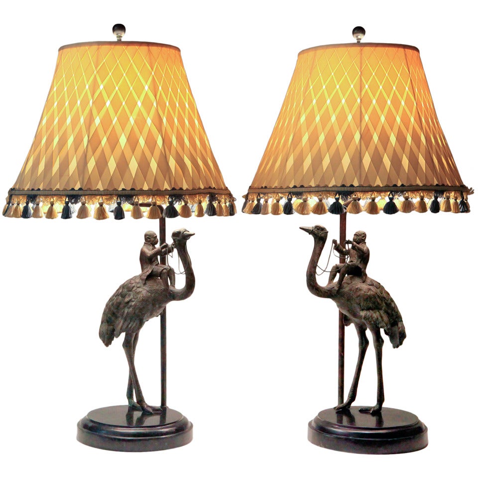 Pair of Metal Animal Themed Lamps