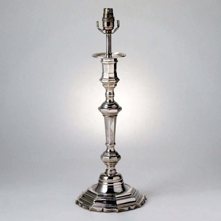 Silver Plate Candlestick Lamp