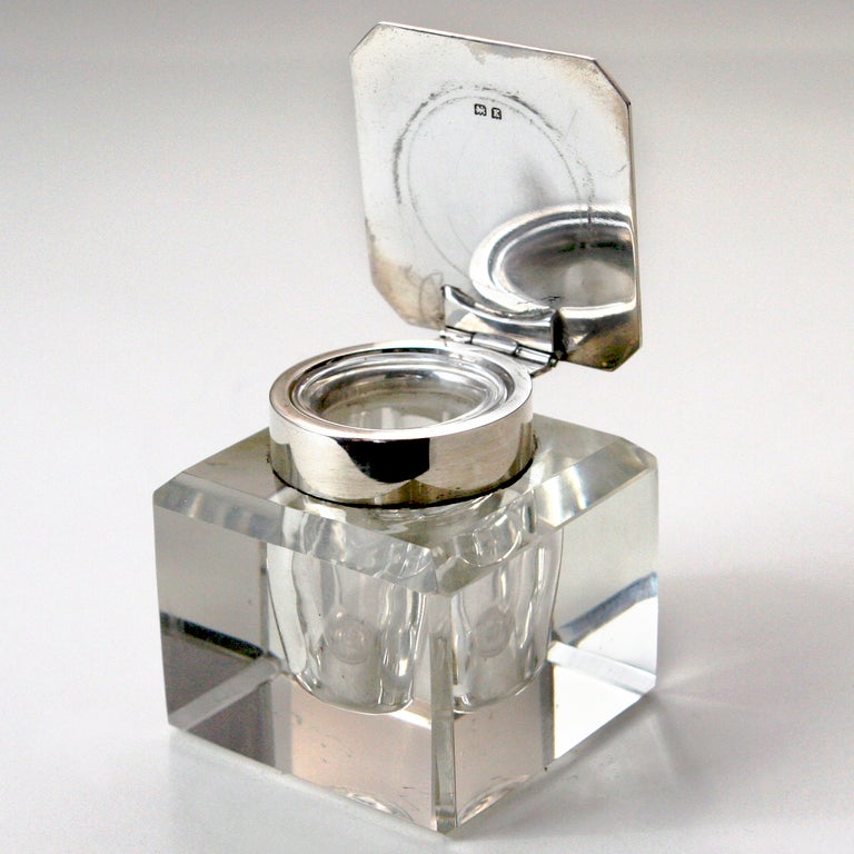 English Square Crystal Inkwell