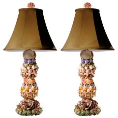 Vintage Pair of Sea Shell Lamps
