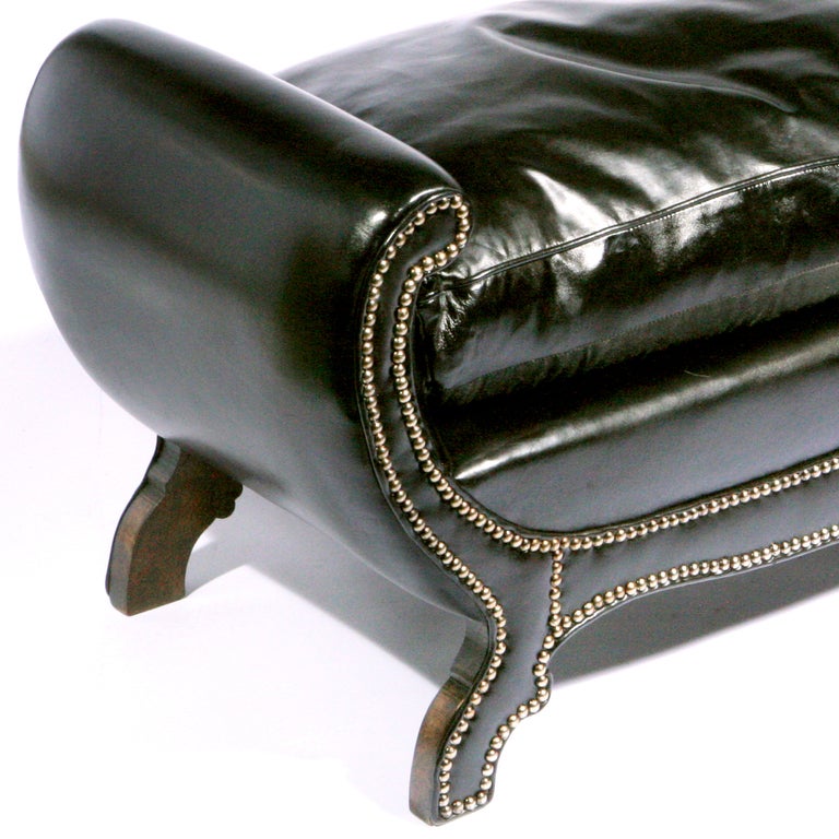 Regency Black Leather Bench