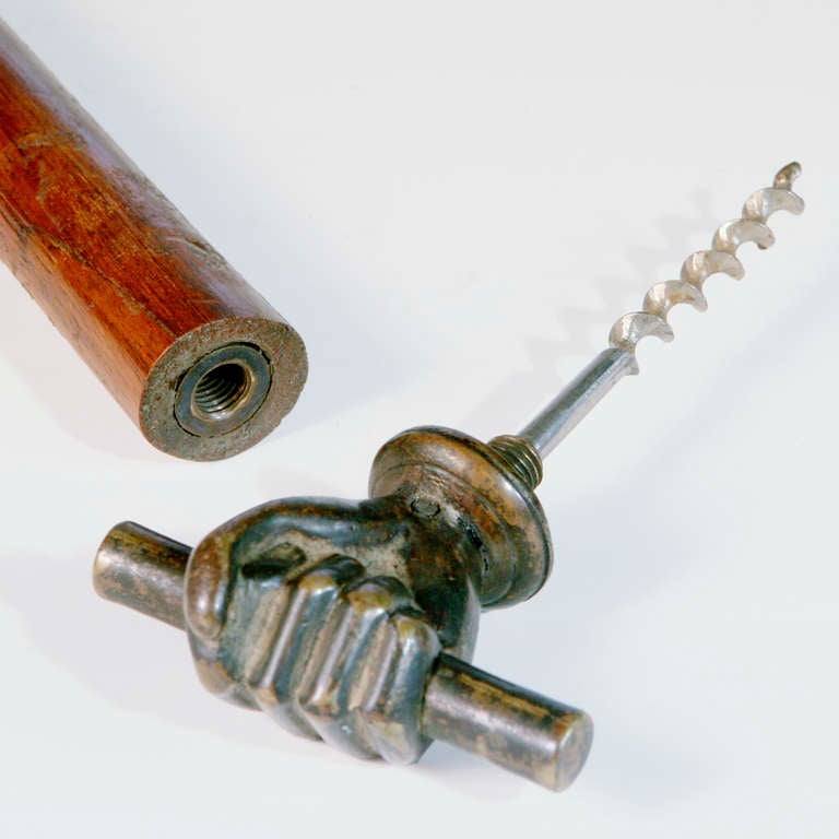German Bronze Corkscrew Cane