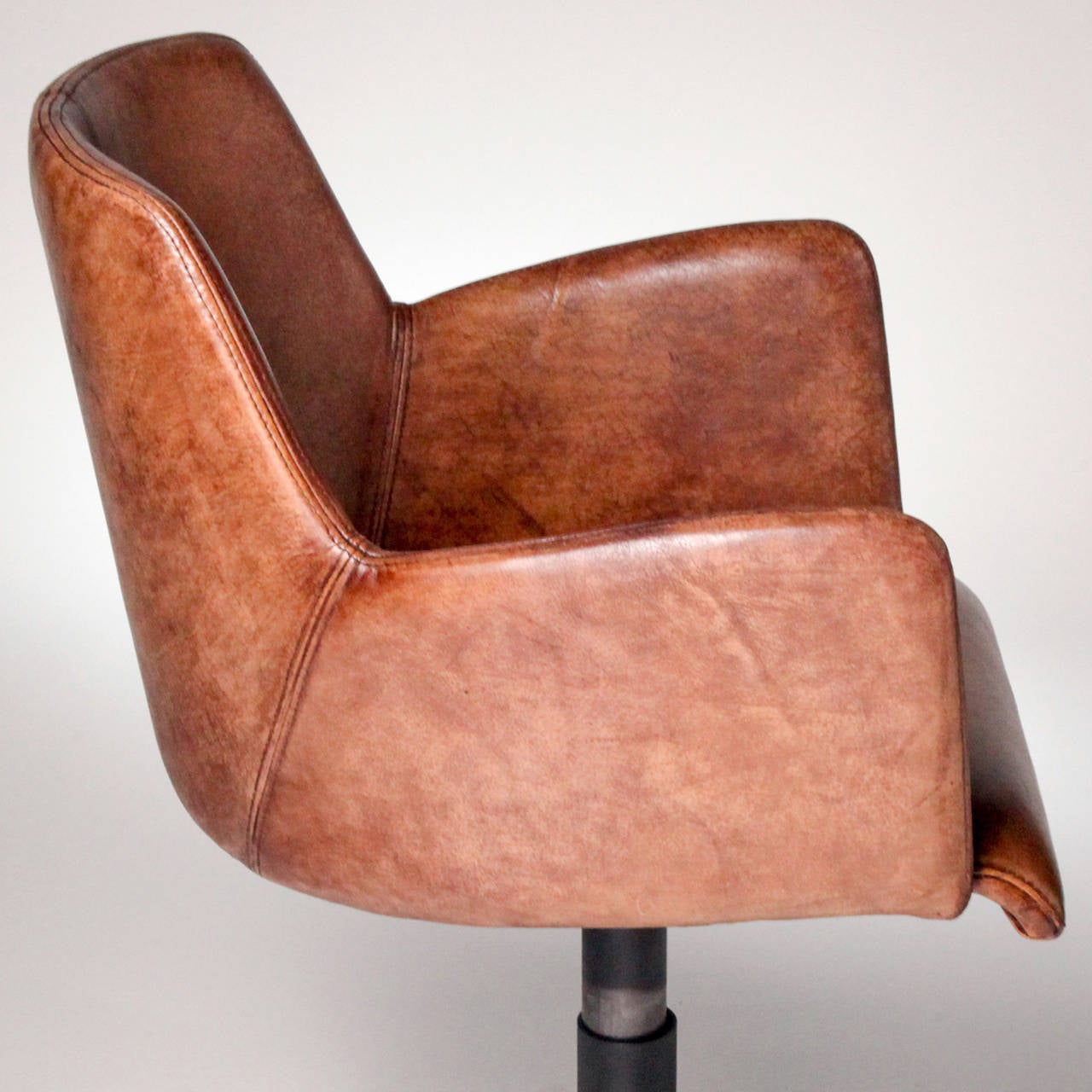 French Leather Swivel Chair