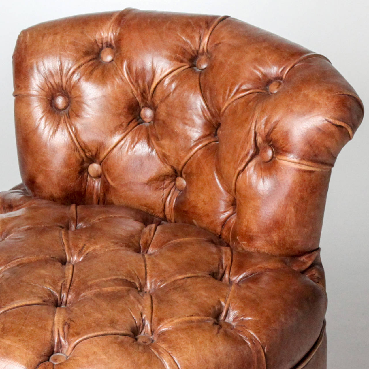 French Tufted Leather Chair