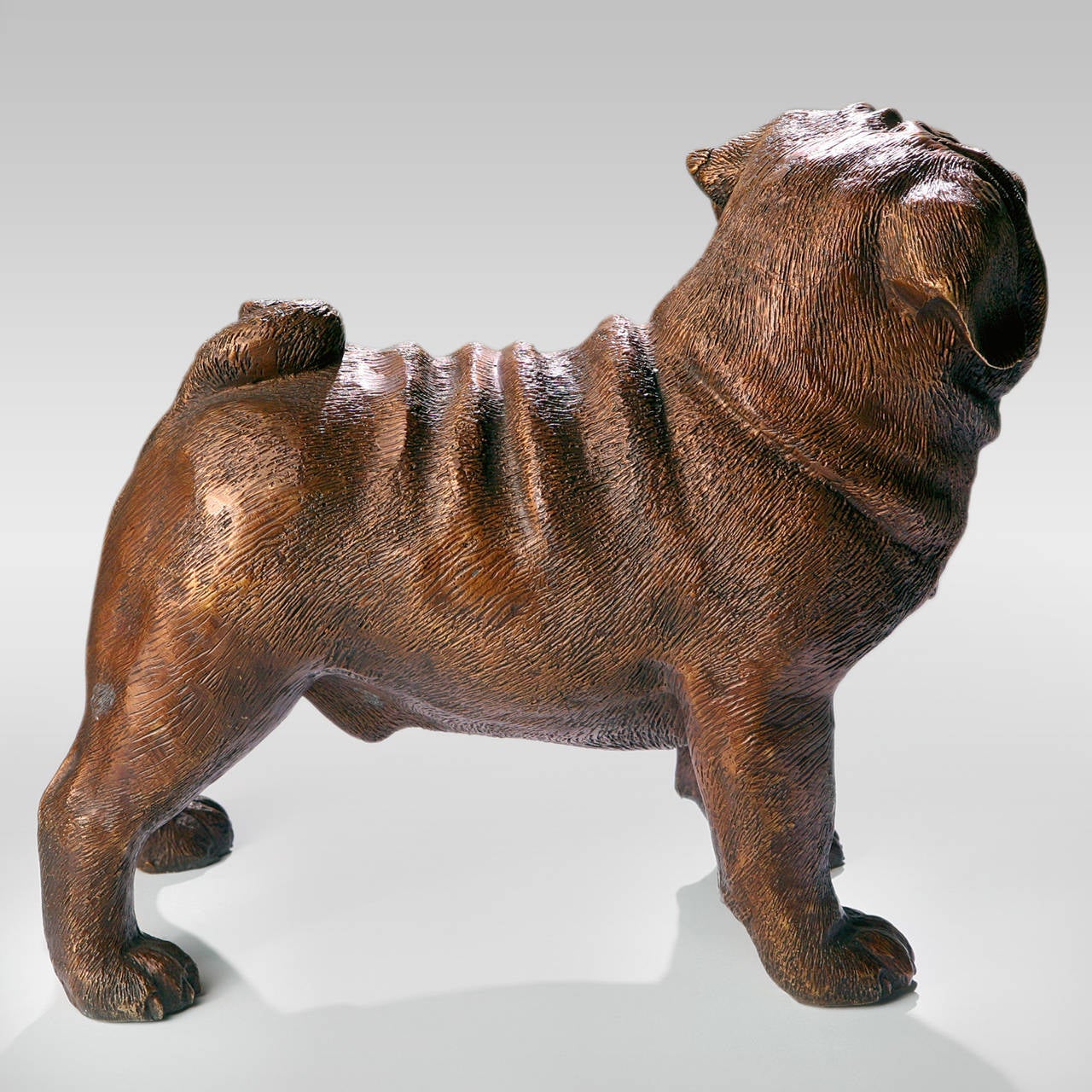 French Standing Bronze Pug Dog