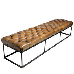 Tufted Leather Bench