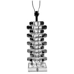 Large Stacked Lucite Lamp 8