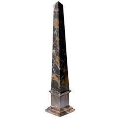 Large Black and Gold Marble Obelisk