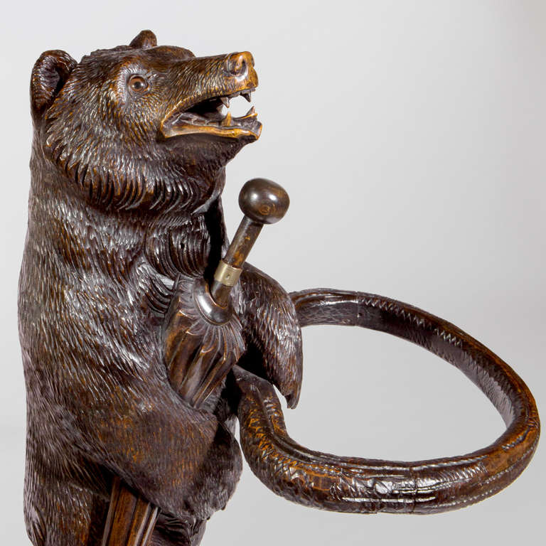Black Forest Bear Umbrella Stand In Excellent Condition In New York, NY