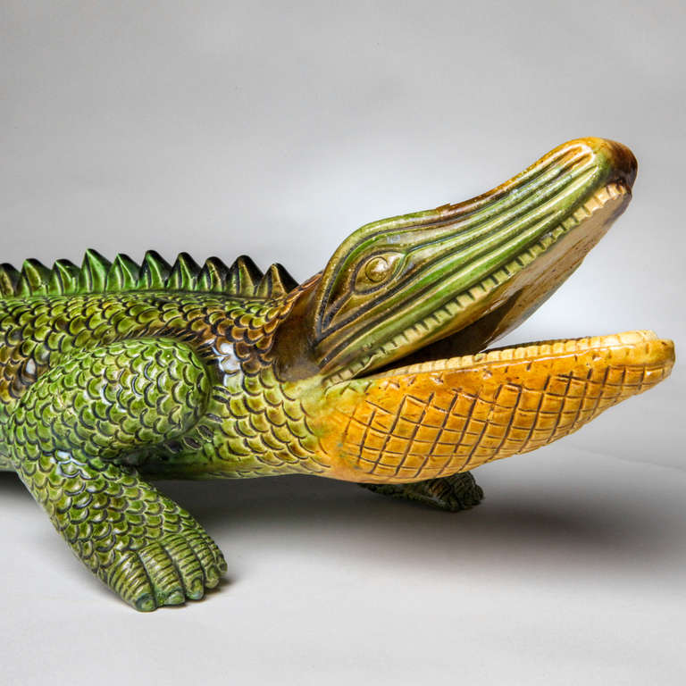 20th Century Majolica Alligator Sculpture