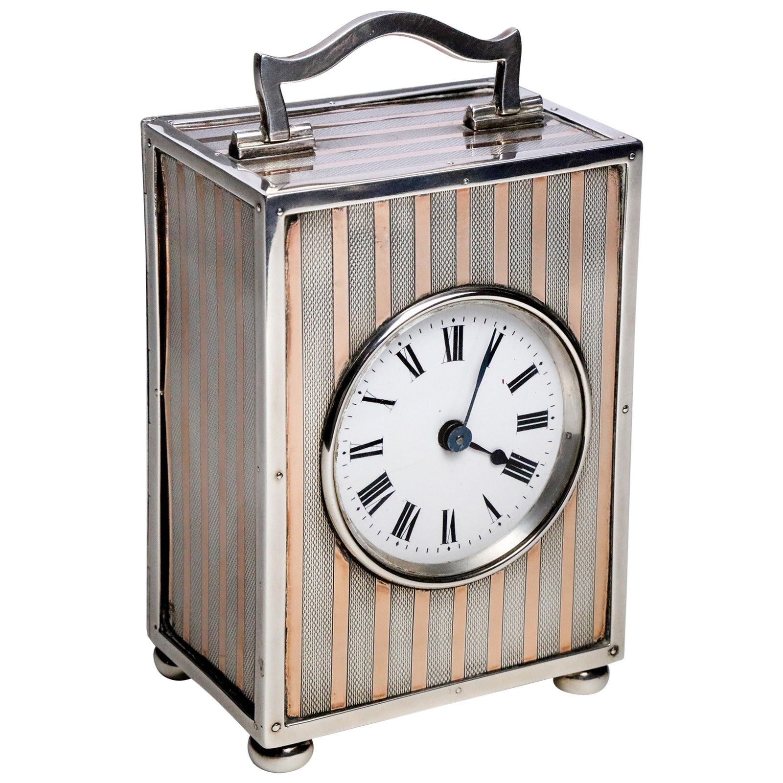 Silver and Gold Carriage Clock For Sale