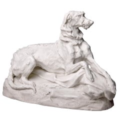 Parian Ware Hound Sculpture