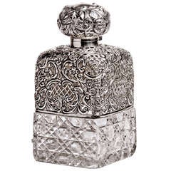 Embossed Silver and Cut Crystal Decanter