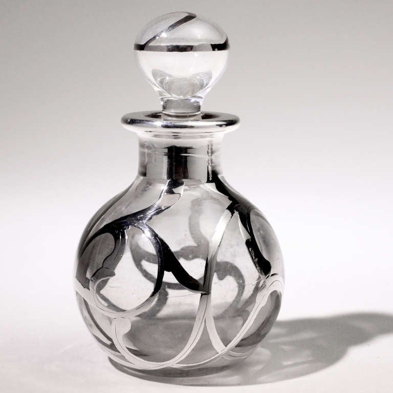 Art Nouveau Silver Overlay Perfume Bottles