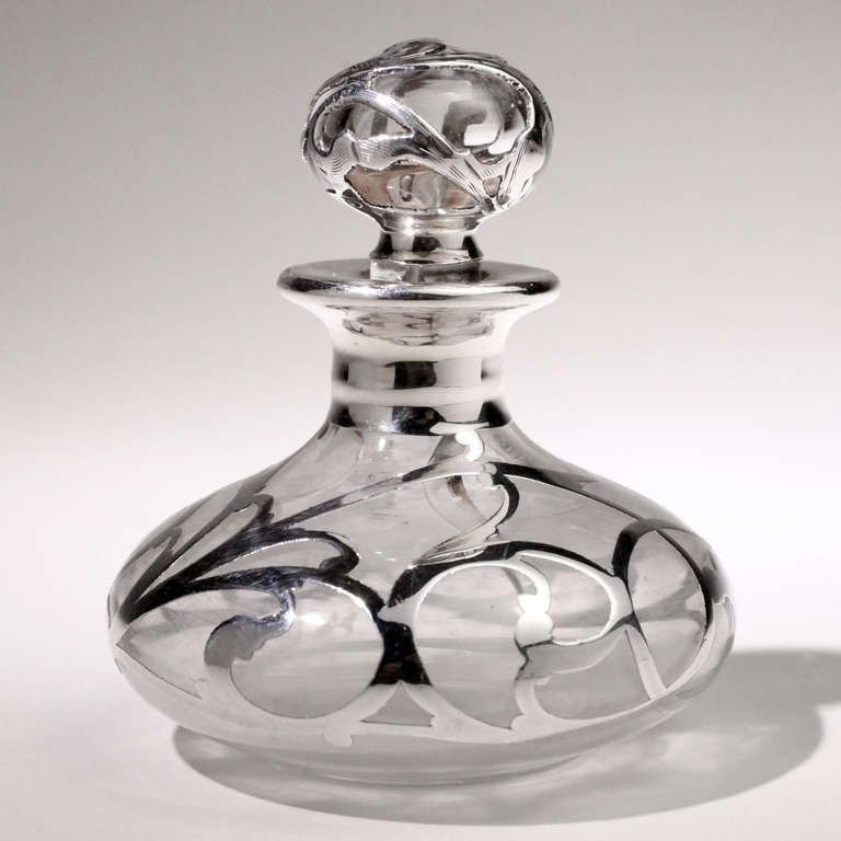 English Silver Overlay Perfume Bottles