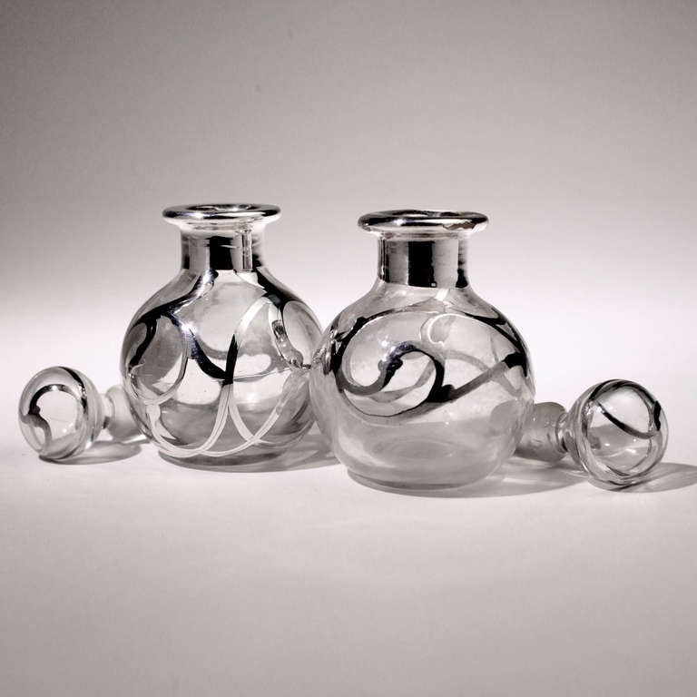 Silver Overlay Perfume Bottles In Good Condition In New York, NY