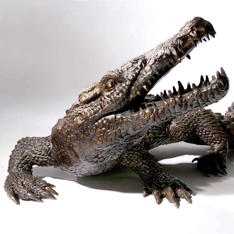 French Bronze Cast Crocodile