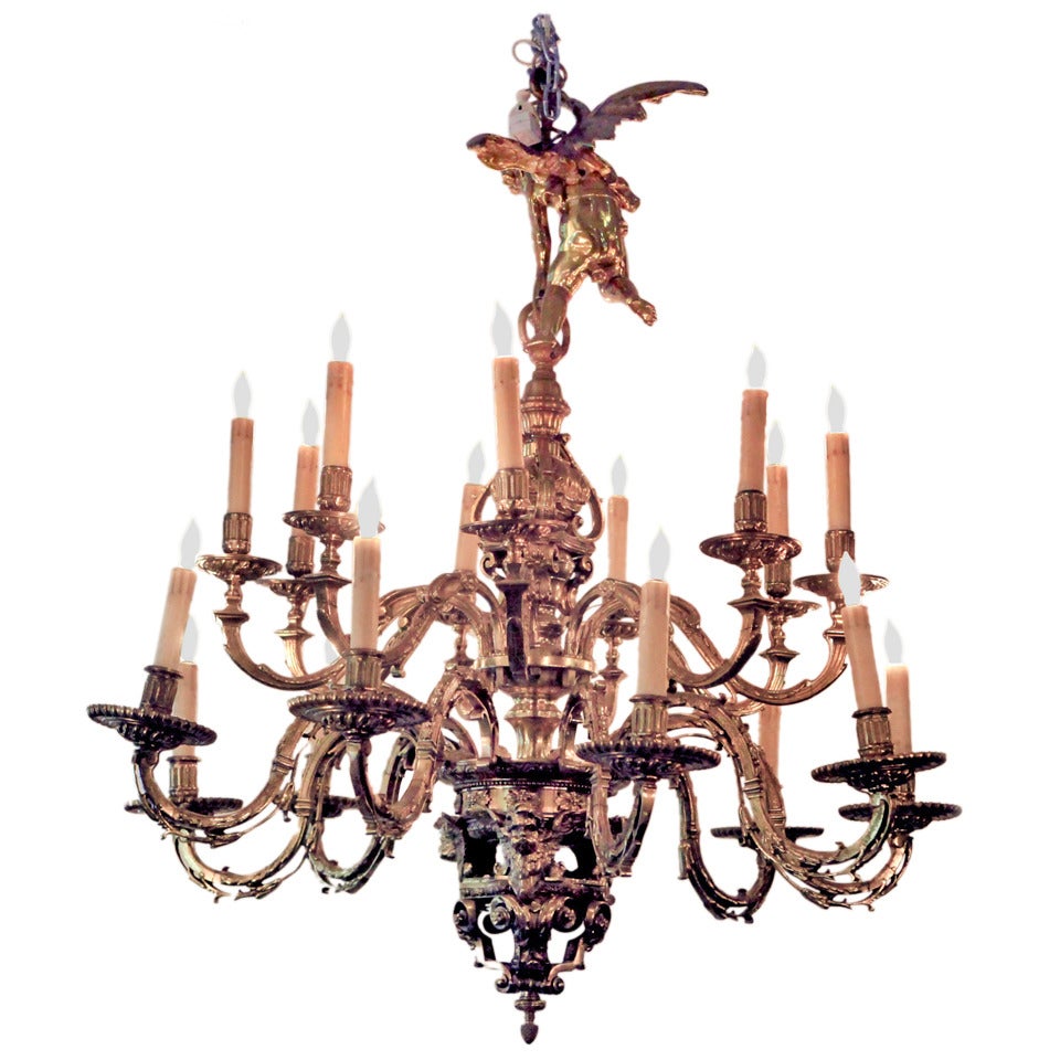 French Baroque Brass Chandelier For Sale