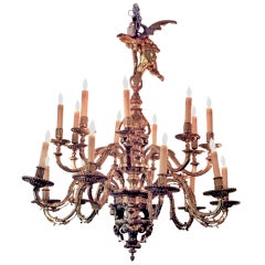 French Baroque Brass Chandelier