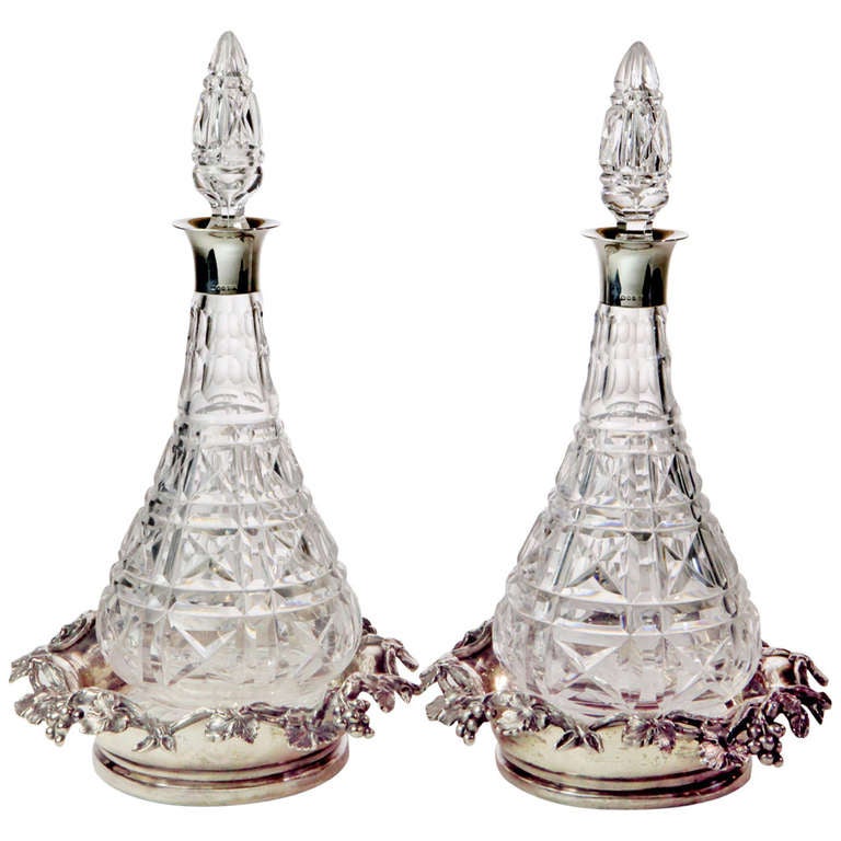 Edwardian Crystal Wine Decanters For Sale at 1stDibs