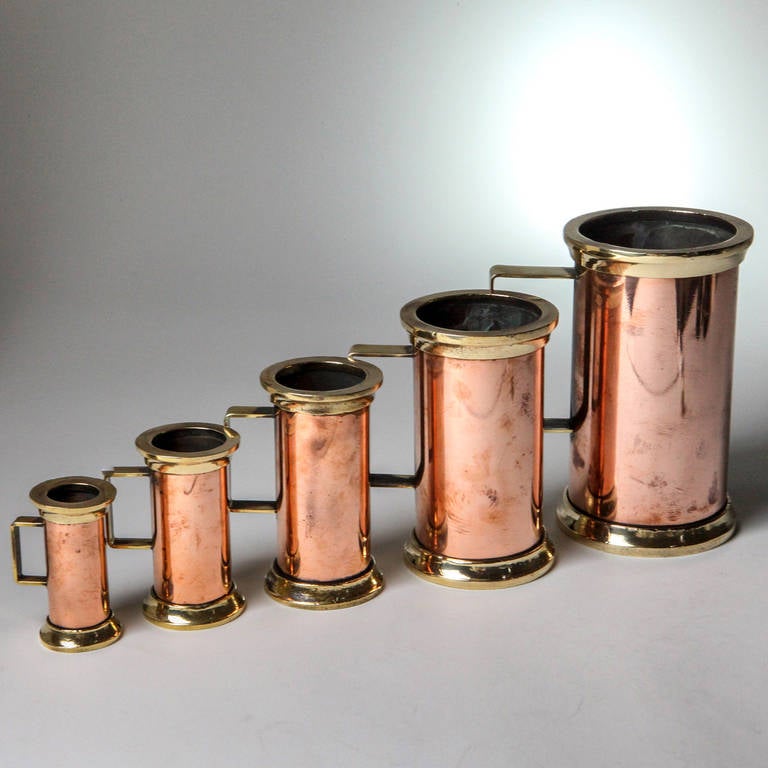 French Antique Cooper and Brass Tankards