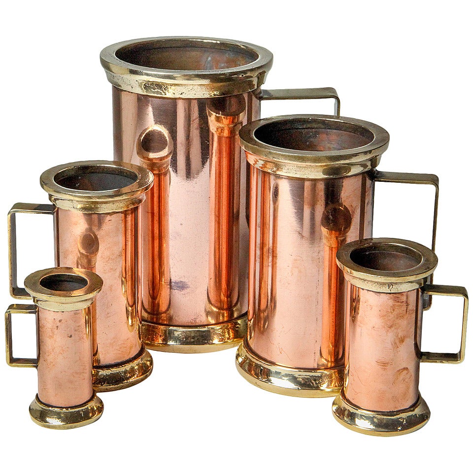 Antique Cooper and Brass Tankards