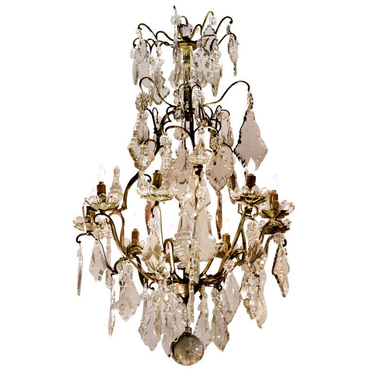 Bronze and Crystal Chandelier