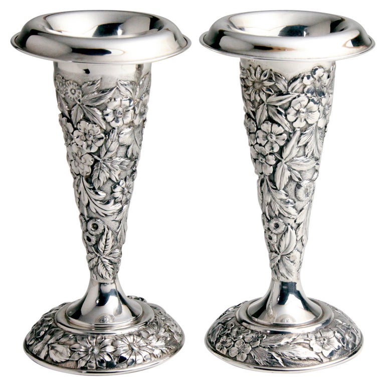 Pair of Silver Vases at 1stDibs