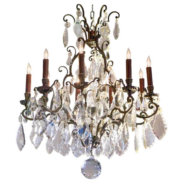 French Bronze Ball Chandelier For Sale at 1stdibs