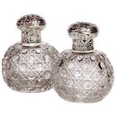 Antique Pair of Crystal Perfume Bottles