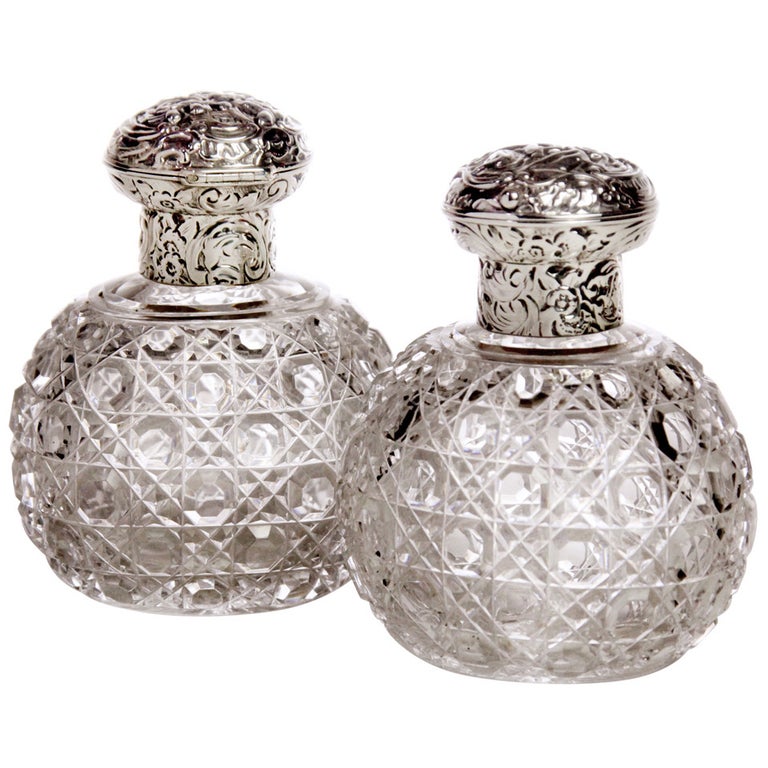 Pair of Crystal Perfume Bottles For Sale at 1stDibs