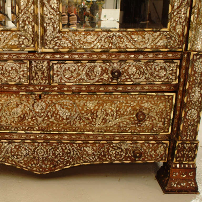 19th Century Antique Syrian Inlaid Cabinet